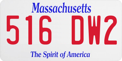 MA license plate 516DW2