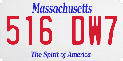 MA license plate 516DW7