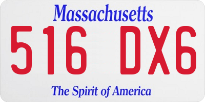MA license plate 516DX6