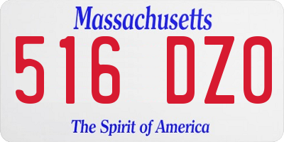 MA license plate 516DZ0