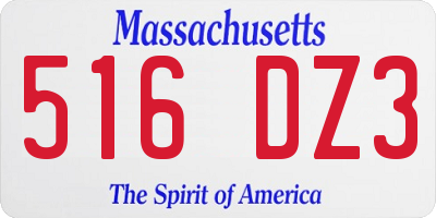 MA license plate 516DZ3
