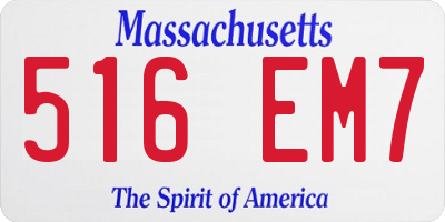MA license plate 516EM7