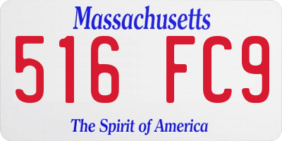 MA license plate 516FC9