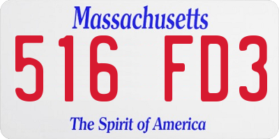 MA license plate 516FD3