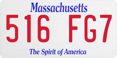 MA license plate 516FG7
