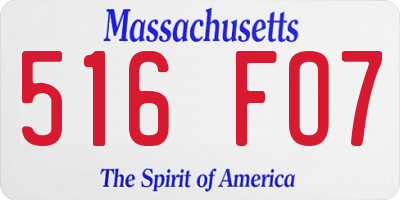 MA license plate 516FO7