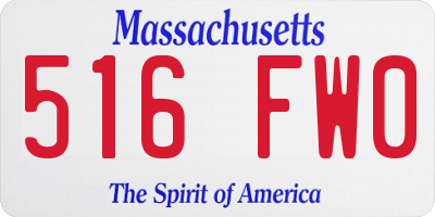 MA license plate 516FW0