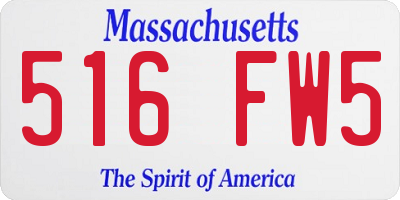 MA license plate 516FW5