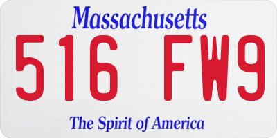 MA license plate 516FW9