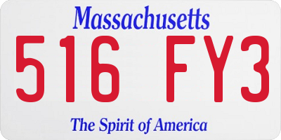 MA license plate 516FY3