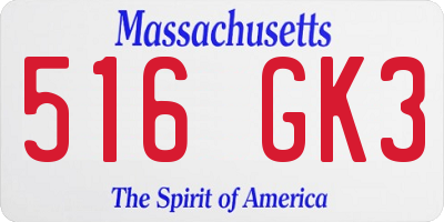 MA license plate 516GK3