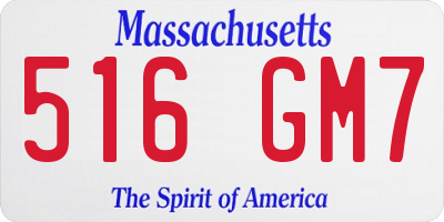 MA license plate 516GM7