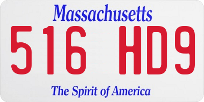 MA license plate 516HD9