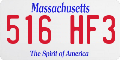 MA license plate 516HF3