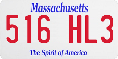 MA license plate 516HL3