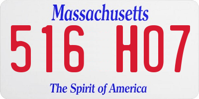 MA license plate 516HO7