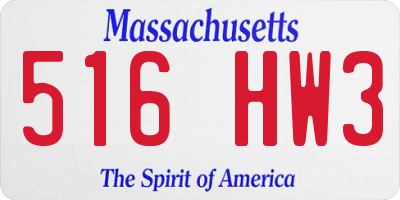 MA license plate 516HW3