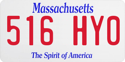 MA license plate 516HY0