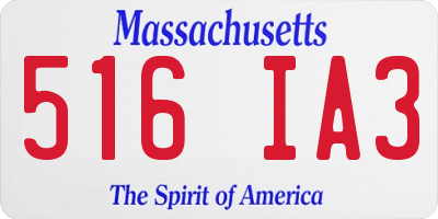 MA license plate 516IA3