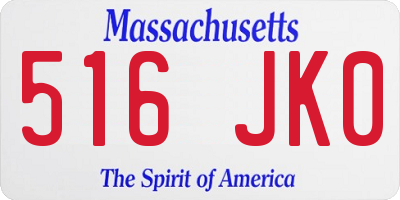 MA license plate 516JK0