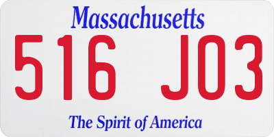MA license plate 516JO3