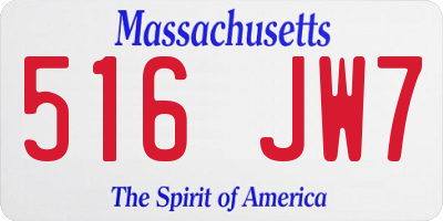MA license plate 516JW7