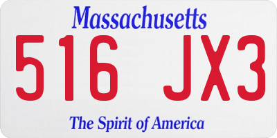 MA license plate 516JX3