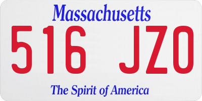MA license plate 516JZ0