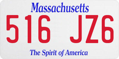 MA license plate 516JZ6