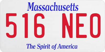 MA license plate 516NE0