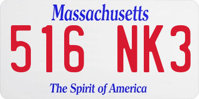 MA license plate 516NK3