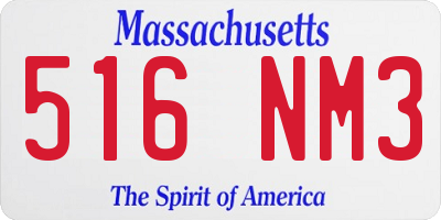 MA license plate 516NM3