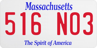 MA license plate 516NO3