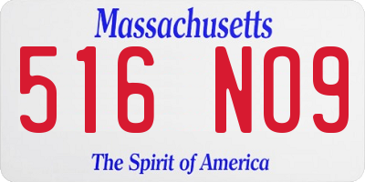 MA license plate 516NO9