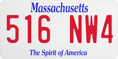 MA license plate 516NW4