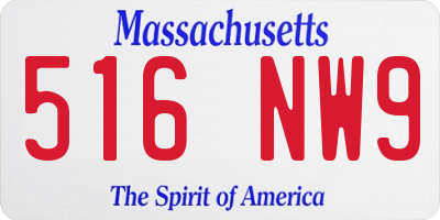 MA license plate 516NW9