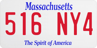 MA license plate 516NY4