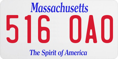 MA license plate 516OA0