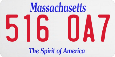 MA license plate 516OA7