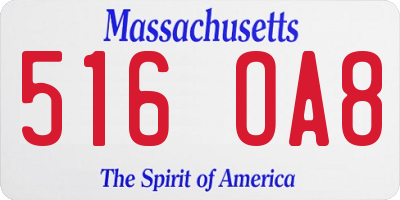 MA license plate 516OA8