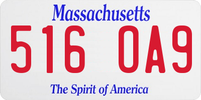 MA license plate 516OA9