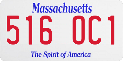 MA license plate 516OC1