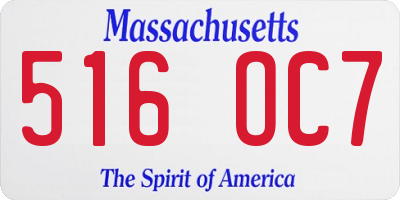 MA license plate 516OC7