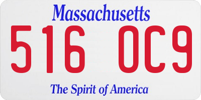 MA license plate 516OC9