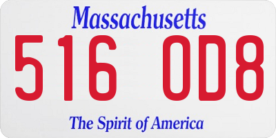MA license plate 516OD8
