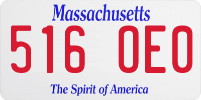 MA license plate 516OE0