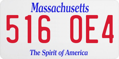 MA license plate 516OE4