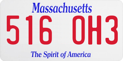 MA license plate 516OH3
