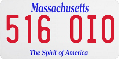 MA license plate 516OI0