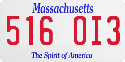 MA license plate 516OI3
